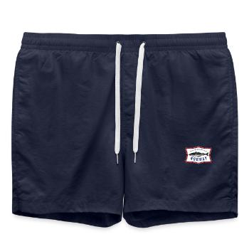 Norway Speed Jiggung Adventure Seelachs Geschenk - Badeshorts - French Navy - Vorne - AI Model Male 185 light (185cm)