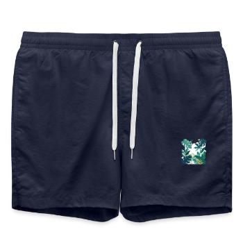 Jungel Natur Wald Blätter Landschaft - Badeshorts - French Navy - Vorne - AI Model Male 185 light (185cm)