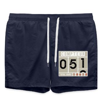 51 ANS AU COMPTEUR, anniversaire 51 ans - Short de bain - bleu marine - Devant - AI Model Male 185 light (185cm)
