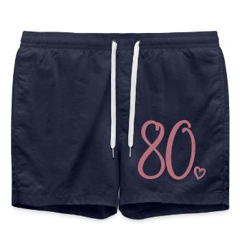 80ème anniversaire Femmes 80 ans Mignon Numéro 80 - Short de bain - bleu marine - Devant - AI Model Male 185 light (185cm)