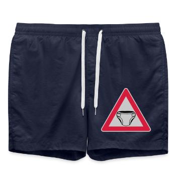 Caution Shield Couche - Short de bain - bleu marine - Devant - AI Model Male 185 light (185cm)