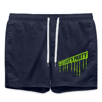 im fat lets party - Badeshorts - French Navy - Vorne - AI Model Male 185 light (185cm)