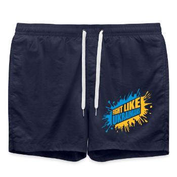 se battre comme citation des ukrainiens - Short de bain - bleu marine - Devant - AI Model Male 185 light (185cm)