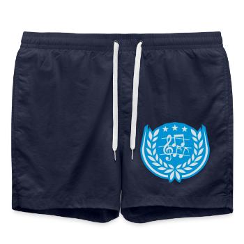 Wappen Musik Noten Notenschlüssel - Badeshorts - French Navy - Vorne - AI Model Male 185 light (185cm)