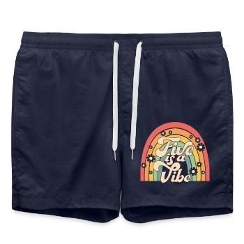 Five Is A Vibe, 5 Years Old, 5th Birthday Kids - Swim Trunks - french navy - Front - AI Model Male 185 light (185cm)