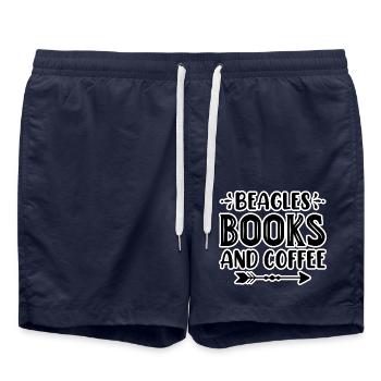 Beagles books and coffee - Swim Trunks - french navy - Front - AI Model Male 185 light (185cm)
