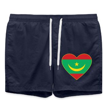 Drapeau de la Mauritanie Cœur - Short de bain - bleu marine - Devant - AI Model Male 185 light (185cm)