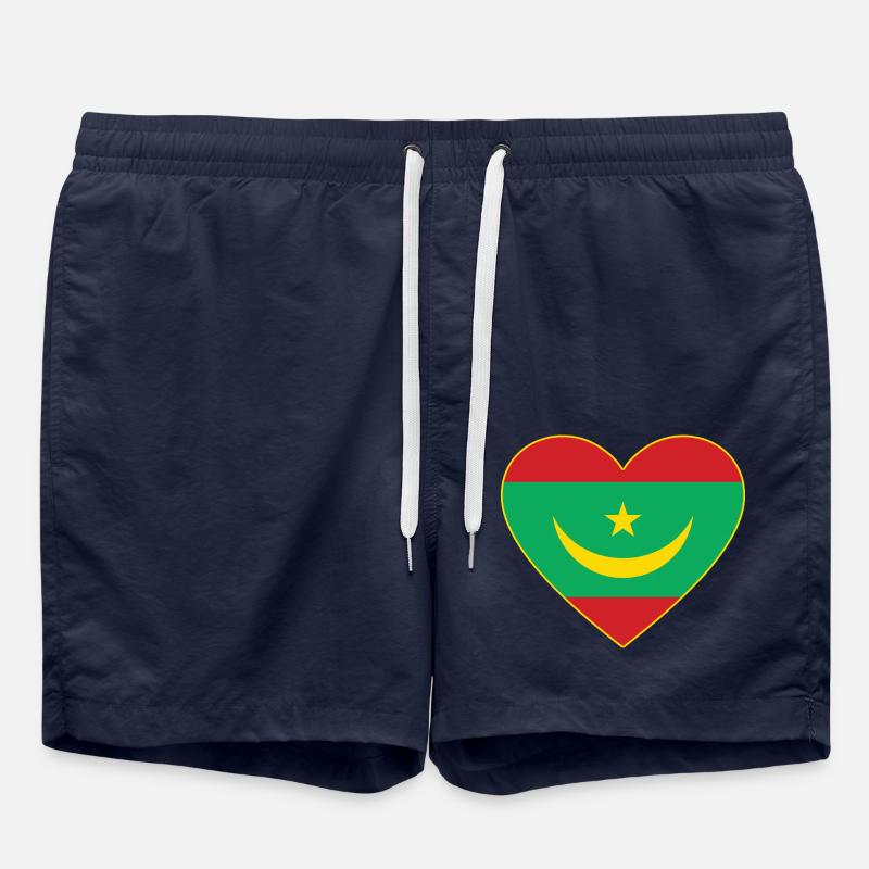 Drapeau de la Mauritanie Cœur - Short de bain - bleu marine