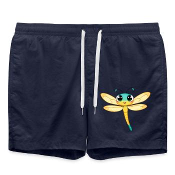 Blaue & Orange Libelle Clipart - Badeshorts - French Navy - Vorne - AI Model Male 185 light (185cm)
