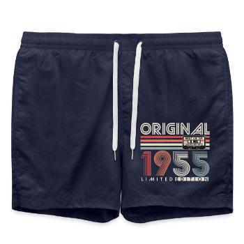 Original 1955 Jahrgang Vintage Retro Geburtstag - Badeshorts - French Navy - Vorne - AI Model Male 185 light (185cm)