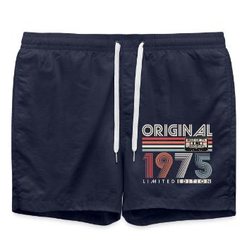 Original 1975 Vintage Vintage Retro Birthday - Swim Trunks - french navy - Front - AI Model Male 185 light (185cm)