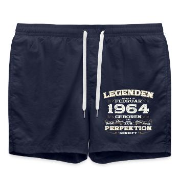 61st Birthday Gift Husband Original February 1964 - Swim Trunks - french navy - Front - AI Model Male 185 light (185cm)