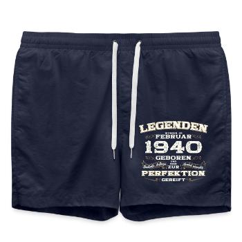 85th Birthday Gift Husband Original February 1940 - Swim Trunks - french navy - Front - AI Model Male 185 light (185cm)