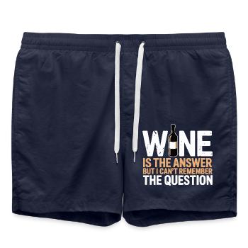 Wine is the answer ich hab nur die Frage vergessen - Badeshorts - French Navy - Vorne - AI Model Male 185 light (185cm)