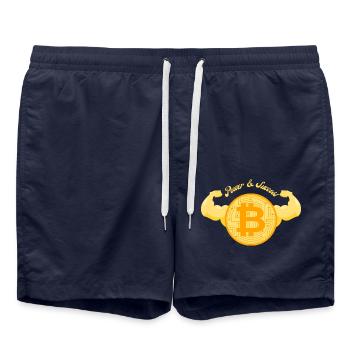Puissance et succès du bitcoin - Short de bain - bleu marine - Devant - AI Model Male 185 light (185cm)
