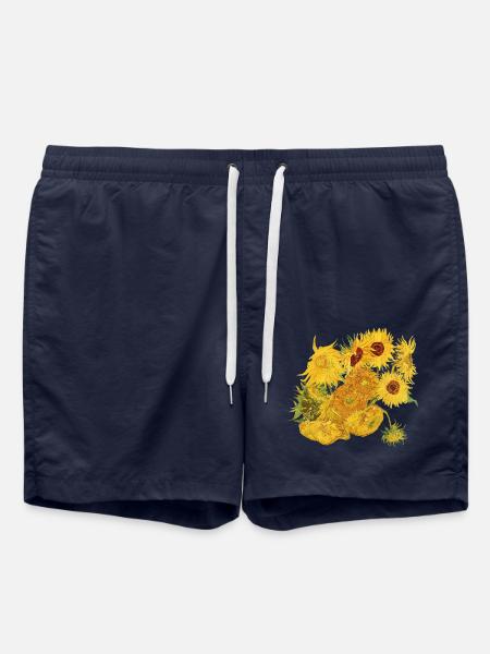 Van Gogh Sonnenblumen Sunflowers - Badeshorts - French Navy