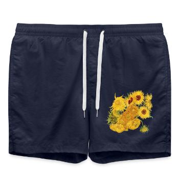 Vincent van Gogh Sonnenblumen Sweater Gogh Shirt - Badeshorts - French Navy - Vorne - AI Model Male 185 light (185cm)