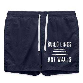build lines not walls - Short de bain - bleu marine - Devant - AI Model Male 185 light (185cm)