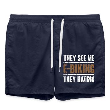They see me E Biking - Design im used look - Badeshorts - French Navy - Vorne - AI Model Male 185 light (185cm)