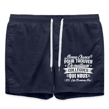 Bonne chance pour trouver de meilleurs collègues - Short de bain - bleu marine - Devant - AI Model Male 185 light (185cm)