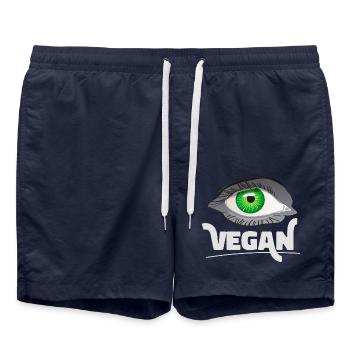 Journée végétalienne - Short de bain - bleu marine - Devant - AI Model Male 185 light (185cm)