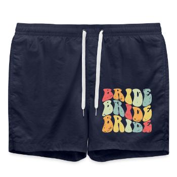 Rétro mariée assortie couple fiançailles mariage - Short de bain - bleu marine - Devant - AI Model Male 185 light (185cm)