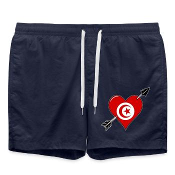 Tunisia flag heart in love - Swim Trunks - french navy - Front - AI Model Male 185 light (185cm)