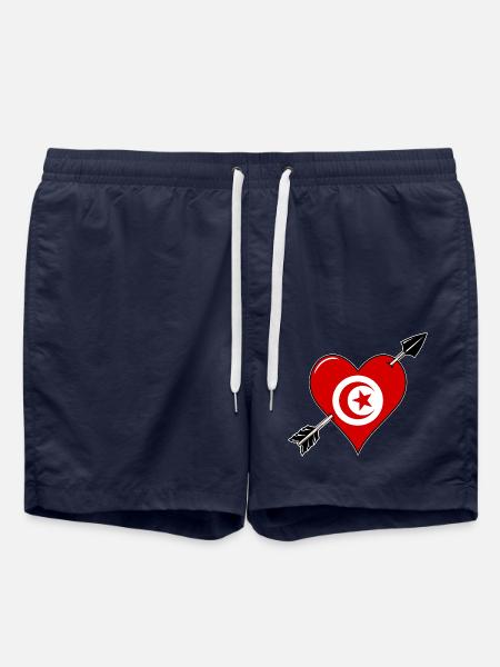 Tunisia flag heart in love - Swim Trunks - french navy