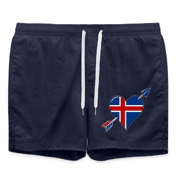 Iceland flag heart in love - Swim Trunks - french navy - Front - AI Model Male 185 light (185cm)
