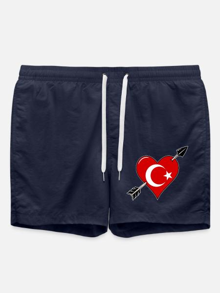 Türkiye Fahne Herz verliebt - Badeshorts - French Navy