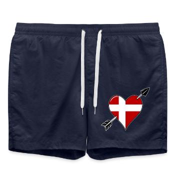 Denmark flag heart in love - Swim Trunks - french navy - Front - AI Model Male 185 light (185cm)