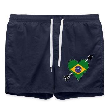 Brazil flag heart in love - Swim Trunks - french navy - Front - AI Model Male 185 light (185cm)
