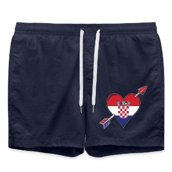 Croatia flag heart in love - Swim Trunks - french navy - Front - AI Model Male 185 light (185cm)