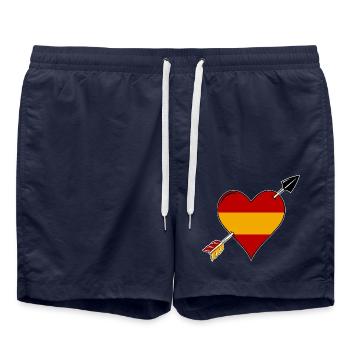 Spain flag heart in love - Swim Trunks - french navy - Front - AI Model Male 185 light (185cm)