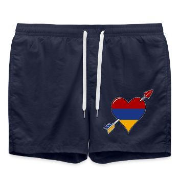 Armenia flag heart in love - Swim Trunks - french navy - Front - AI Model Male 185 light (185cm)