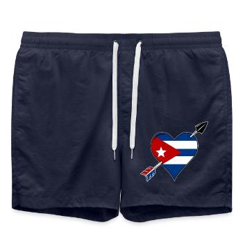 Cuba drapeau coeur amoureux - Short de bain - bleu marine - Devant - AI Model Male 185 light (185cm)