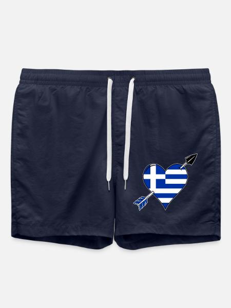 Greece Flag Heart Love - Swim Trunks - french navy