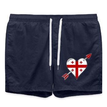 Géorgie drapeau coeur amour - Short de bain - bleu marine - Devant - AI Model Male 185 light (185cm)