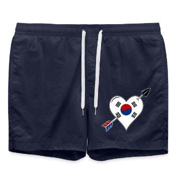 Corée du Sud Flag Heart Love - Short de bain - bleu marine - Devant - AI Model Male 185 light (185cm)