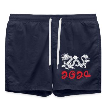 Jahr des Drachen 2024 - Badeshorts - French Navy - Vorne - AI Model Male 185 light (185cm)