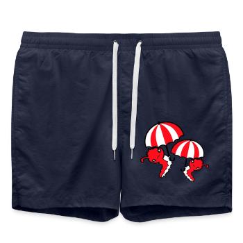 2 Fliegende Raupen Regenschirm Team Freunde Urlaub - Badeshorts - French Navy - Vorne - AI Model Male 185 light (185cm)