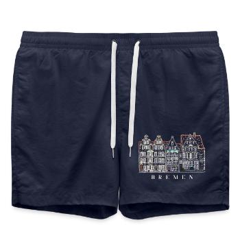 Bremen, Germany, drawing house facades - Swim Trunks - french navy - Front - AI Model Male 185 light (185cm)