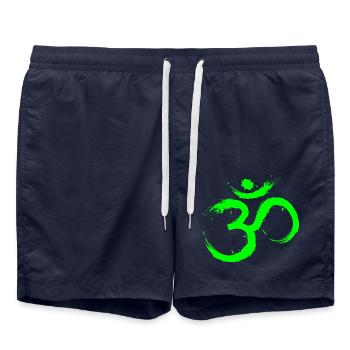 Symbole De Conception Om Méditation Libération Vert Citron - Short de bain - bleu marine - Devant - AI Model Male 185 light (185cm)