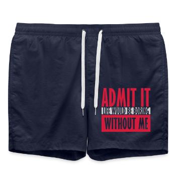 vie ennuyeuse sans moi - Short de bain - bleu marine - Devant - AI Model Male 185 light (185cm)