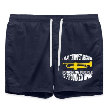 Trompete Spruch Musik lustiger Instrument Musiker - Badeshorts - French Navy - Vorne - AI Model Male 185 light (185cm)