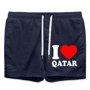 I love qatar - Swim Trunks - french navy - Front - AI Model Male 185 light (185cm)