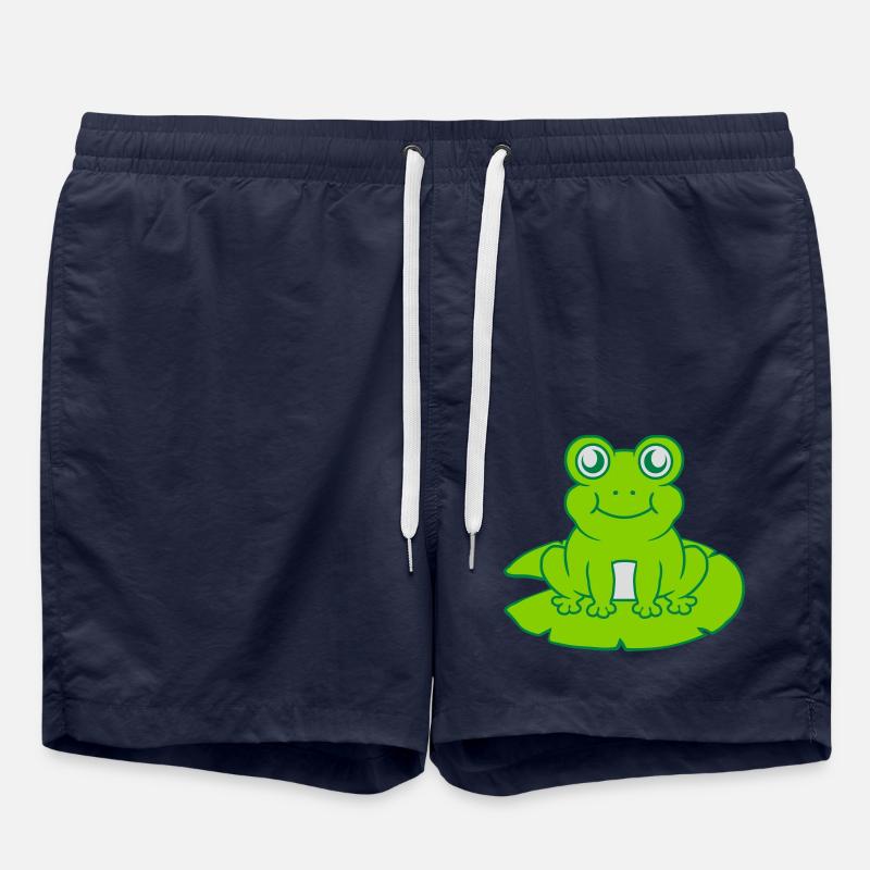 Frosch sitzt Seerose Seeblatt - Badeshorts - French Navy