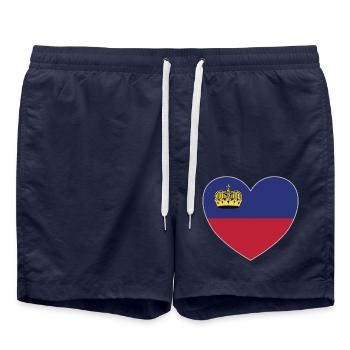 Drapeau du Liechtenstein en forme de cœur - Short de bain - bleu marine - Devant - AI Model Male 185 light (185cm)