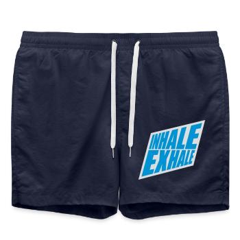 Inspirez expirez Yoga citation - Short de bain - bleu marine - Devant - AI Model Male 185 light (185cm)