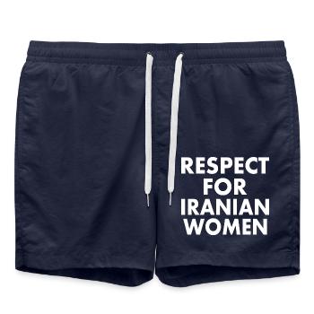 Respect for iranian women - Short de bain - bleu marine - Devant - AI Model Male 185 light (185cm)